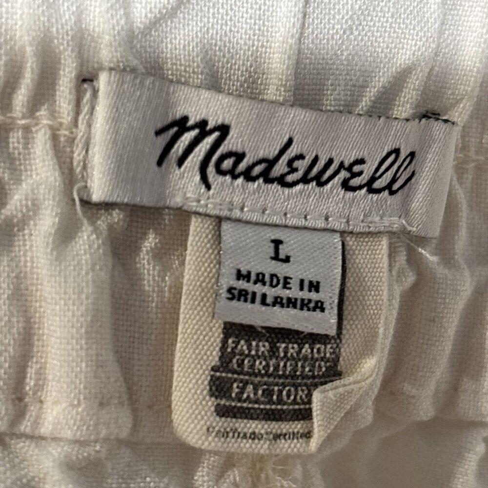 Madewell Women's Paperbag Pull On Linen Blend Ivory Lighthouse Shorts Size Large - Picture 12 of 15